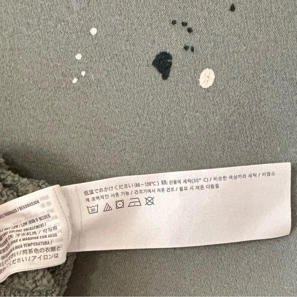 Abercrombie & Fitch| Cozy Oversized Green Distressed Embroidered Fleece Top Sz S - Picture 5 of 5